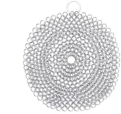 MEIBAOGE Round/Square Shape Pot Cleaning Net Stainless Steel Pans Scrubber Useful Rust Remover Scraper Brush Kitchen Utensils, 7in,round