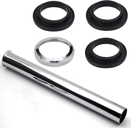 FLEXNOVA 300mm Langer Tauchrohr Siphon für Abflussverlängerung, Verchromter Siphon Verlängerung, Geliefert mit Einer Mutter, Drei Dichtungsgummischeiben