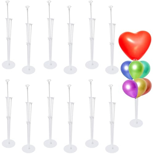 Abaigeal 12 supporti per palloncini da tavolo, kit di supporto per palloncini da tavolo, bastoncini e supporti per palloncini, bastoncini per palloncini con base, supporto per albero di palloncini per