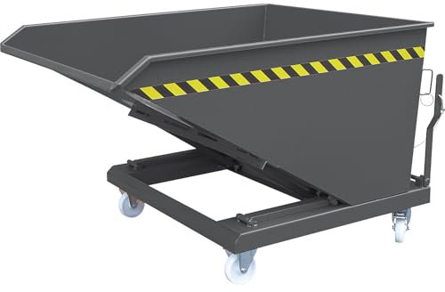 FRANKEL kaiserkraft | Benne basculante | avec mécanisme de basculement en Ciseaux | capacité 750 l | Anthracite RAL 7016