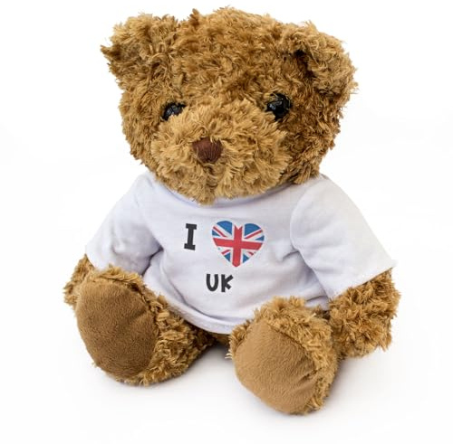 Big Red Egg I LOVE UK FLAG/UNITED KINGDOM - Teddy Bear - Cute Soft Cuddly Adorable - Gift Present