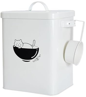 Caja de Comida para Mascotas, contenedor de Almacenamiento de Comida para Mascotas: Recipiente hermético para Alimentos para Perros, Gatos y pájaros, fácil de Sacar, conservante Fresco (blan