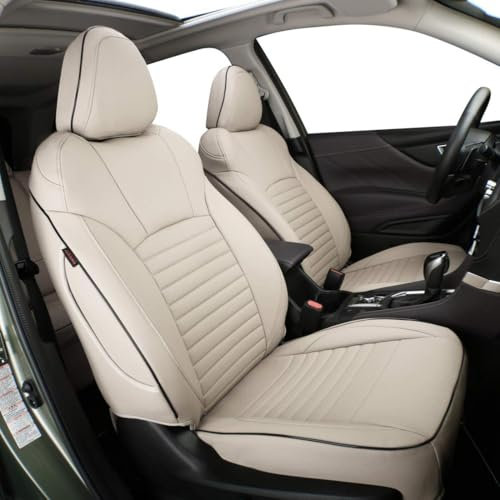 LIULAOGEN Maßgeschneidert Autositzbezüge Leder Für Ford Focus (2005-2011) [MK4][MK2],Schonbezüge für die Vordersitze & Rückbank,Bequem Autositzbezüge Sitzschoner Innenraum Zubehör,A/BEIGE