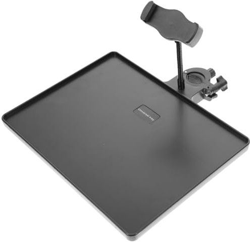 UPKOCH Microphone Stand Tray Clamp on Shelf with Phone Clamp Sound Card Tray Adjustable Live Streaming Accessory for Music Stand 10.63 X 8.07 in