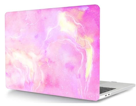 HLAAJJX Hülle Case Kompatibel mit Neues MacBook Air 13 Zoll M1 A1932 A2179 A2337 2020 2019 2018 Retina Display mit Touch ID, Schützend Plastik Hartschale Schutzhülle Cover,Lila-Rosa