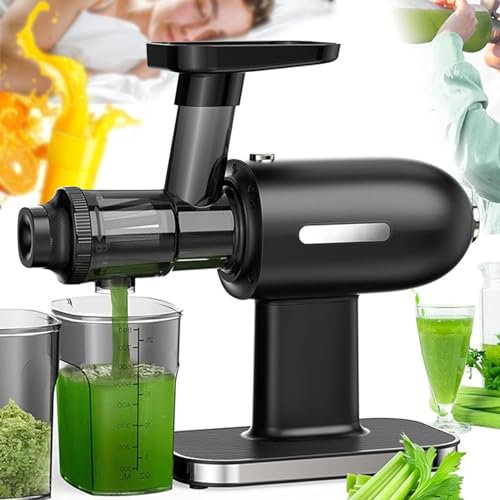 OZMDXKJ Estrattore Succo Frutta Verdura Lento, Estrattore Succo Separazione Freddo Estrattore Succo Elettrico Portatile Efficienza 92%+Rumore Motore Silenzioso 60 Decibel, Nero,Black