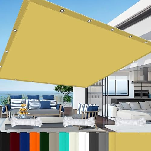 Toldo Exterior 2 x 2.5 m Resistente Al Agua con Ojales y Cuerdas Rayos UV HDPE Solar Sombra Paño Rectangular Vela Toldos para Aire Libre Piscina, Color Crema