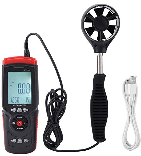 GT8907 Medidor de viento, temperatura de velocidad del viento multifunción, anemómetro digital preciso, medidor de velocidad de flujo de aire, medidor de velocidad del viento para