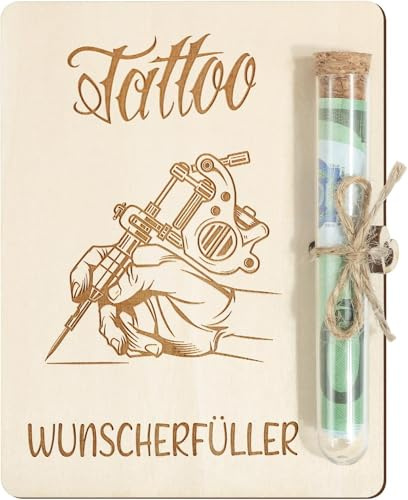 TanyoKing Tattoo Geschenk aus Holz Tattoowierung Geldgeschenk Verpackung mit Reagenzgläser Lustige Geschenk für Damen Herren Tattoo Liebhaber Tätowierer
