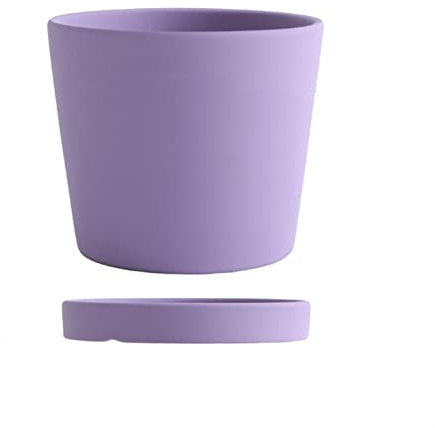 Vaso da fiori in ceramica con fori di drenaggio e vassoio per piante grasse, cactus e orchidee, vaso rotondo viola