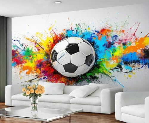 GIVLWF Graffiti Wallpaper, Football Graffiti Bedroom Wallpaper Murals, Street Art Wall Paper for Living Room, Abstract Painting Large Mural & Boys Room Decor, Abstract Not Self Adhesive