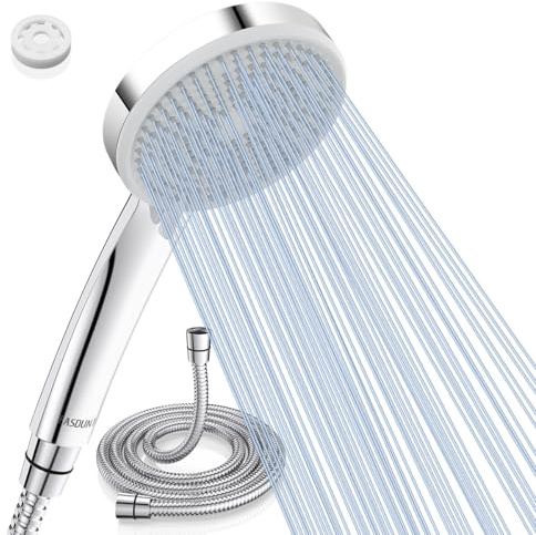 FASDUNT Duschkopf mit Schlauch 2M Wassersparend Duschkopf (Wassereinsparung von 49%), 5 Strahlarten, 200% Druckerhöhungseffekt, 9,5 L/min Durchfluss zur Senkung der Wasserkosten