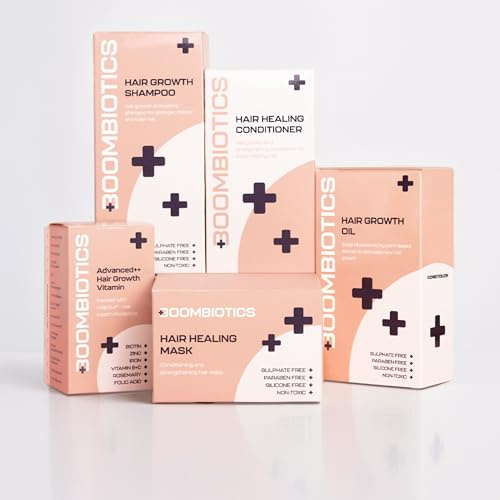 Boombiotics Hair Growth System – Natural Shampoo and Conditioner Set + Scalp Oil, Hair Mask & Hair Growth Vitamins – Hair Loss Treatment for Women, Menopause & Alopecia, Vegan Hair Care Kit