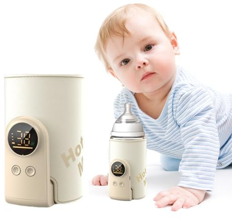 Tragbarer Flaschenwärmer Baby, Drahtloses Milchwärmer 8000mAh Flaschenwärmer Baby Unterwegs 6 Einstellbare Temperatur Stufige Schnellheizung Babyflaschen Wärmer für Zuhause und Reisen