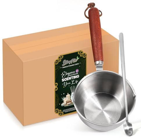 Set di 3 contenitori per sciogliere la cera, in acciaio inox con cucchiai, vaschetta per bagnomaria e vasetto per versare candele, fondere, conservare e confezionare cera d'api di soia, conservare e