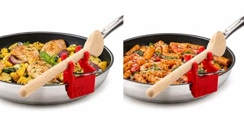 Löffelhalter Topf Silikon – Kochlöffel Halter & sichere Löffelablage für Pfanne, kleckerfrei kochen, hitzebeständig, spülmaschinenfest,PfannenrandHalter holo® Küchengadget,Küchenhelfer,DeutscheMarke 2