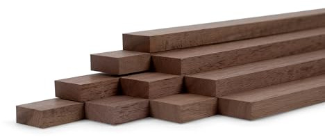 Woodsellers® Lot de 10 lattes en noyer rabotées 500 × 20 × 8 mm – Lattes en bois massif non traitées et prêtes à être collées – pour la construction de meubles et l’aménagement intérieur