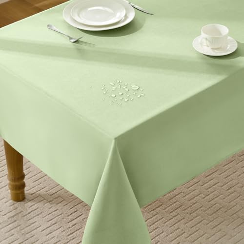 FIBORIA Tischdecke Outdoor rechteckig 140 x 240 cm Hellgrün Tischdecken abwaschbar Frühling Gartentischdecke Tischtuch Abwischbar Wohnzimmertisch Table Cloth für Ostern,Garten,Hochzeiten,Geburtstag