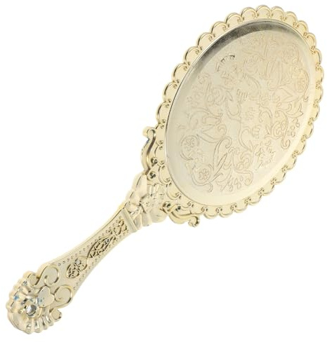 IMUSINICE Specchio da Trucco Portatile a Mano Retrò Floreale Oro | Alluminio e Plastico, Superficie in Vetro Hd, Riflesso Cristallino, per Viaggio e Casa