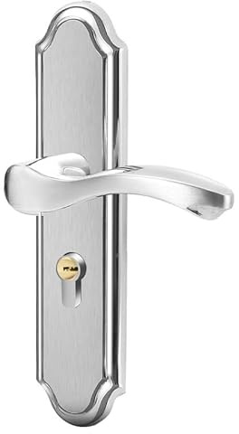 YBNKKUXKN Ensemble de poignées de porte silencieuses, plaque longue, puissance de retrait des impasses, avec clé et cylindre de serrure, en acier inoxydable 304 poignée porte