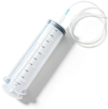 Spruta med stor slang, 1 000 ml oljespruta, handpump, återanvändbar för bromsvätska, växellådsoljor, kylmedel, motor, oljesugare påfyllningspump