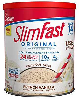 SlimFast Meal Replacement Powder, Original French Vanilla, Weight Loss Shake Mix, 10g of Protein, 14 Servings