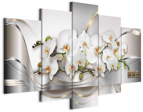 Cuadros B&D XXL - Leinwandbild Abstrakt Natur grau, 100x50 cm, 5-teilig | Hochwertige Leinwand, sofort aufhängbar, ideal fürs Wohn- oder Schlafzimmer, wasserfest und lichtecht, langlebig, stilvoll