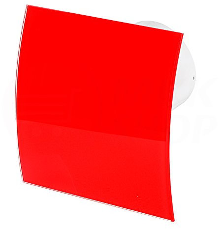 Design Lüfter echtglas rot glänzend mit Rückstauklappe (MKKPEGRP100PS) mit Zu...