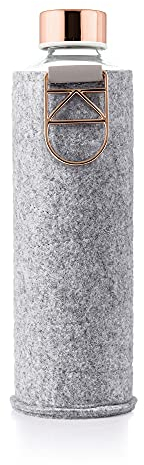 EQUA - Bottiglia in Vetro con Custodia in Feltro Mismatch Rose Gold, 750 ml, Borraccia in Vetro con Custodia Protettiva, 0,75 l, Borraccia Sportiva con Copertura
