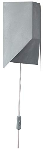 Brilliant Bat Wandleuchte mit Zuleitung und Schalter grau Beton Industrial Look, 1x E27 geeignet für Normallampen bis max. 60W