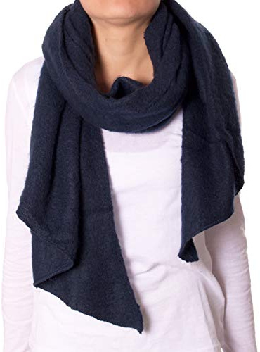Eitex Damen offener kuscheliger Schal XXL Schal sanftes Material Viskose und Wolle Gemisch warm Stola (dunkelblau)