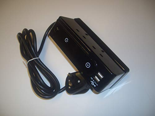 PRO ELEC PEL01262 4 Gang Desktop Extension Lead with 2USB 1m, Black
