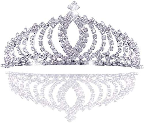 JZK Silber Prinzessin Krone kristall Königin Diadem Strass Braut Brautjungfern Tiara, Metall Stirnband für Hochzeit Geburtstag Prom Erwachsene Party Kinderparty