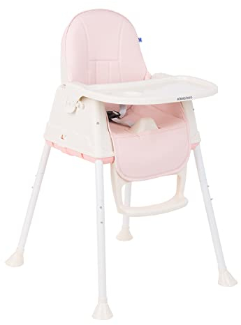 KikkaBoo Trona Bebé 3 en 1 CREAMY, Silla Alta hasta 36 meses, Trona Convertible, Asiento Elevador, Silla Baja, Bandeja Extraíble, Rosa