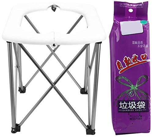 VGEBY Klapptoilette, tragbare Metall Multifunktionale Klappsitztoilette Toilette für Mobile Notsitztoiletten Camping-Toilettenstuhl für Campingwanderungen