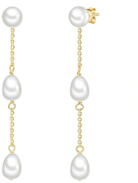 Valero Pearls Damen Ohrringe 925/- Sterling Silber gelbgold