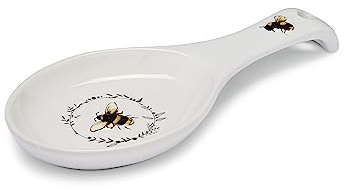 Cooksmart Bumble Bees Large Ceramic Spoon Rest | British Designed, Durable Stoneware, Countertop Protection, Cooking Utensils, Kitchen Accessory, Easy Clean, Everyday Use