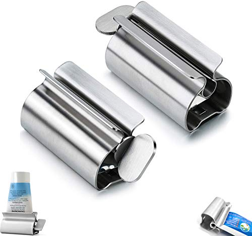 gotyou 2 Stücke Tubenquetscher Zahnpasta Squeezer, Edelstahl Tubenquetscher Squeezer Zahnpasta Sitzhalter Ständer Drehen Zahnpastaspender, für Auspressen von Zahnpasta,Cremetuben und Reinigungsschaum