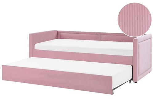 Beliani Platzsparendes Tagesbett Cord in Rosa 90 x 200 cm mit Lattenrost Mimizan
