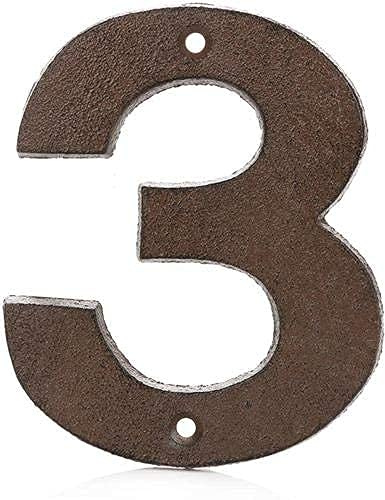 Numéros de maison et de porte en fonte numéros 0-9, A-E - Marron rustique