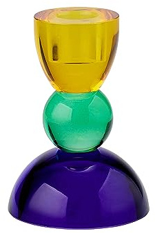 Gift Company Kerzenhalter Sari Kugel, Kerzenständer, Kristallglas, Gelb, Grün, Dunkelblau, 11 cm, 1093601010