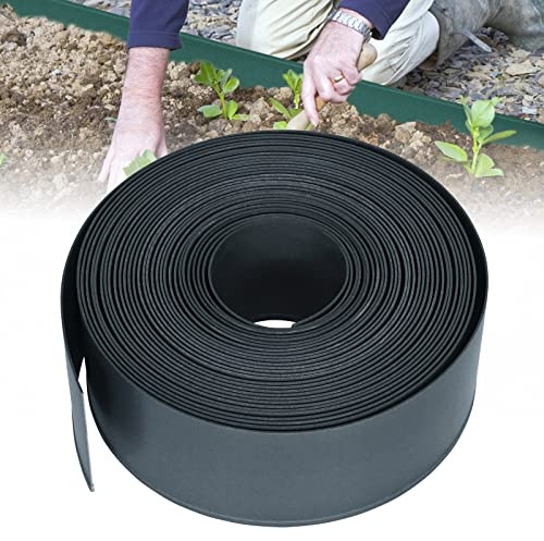LARS360 Rasenkante Elastische Beeteinfassung Rund, Kunststoff Rasenkante 20m Beeteinfassung, Nsichtbar Lawn Edging aus Stabilem Plastik (120 mm x 2 mm, Anthrazit)