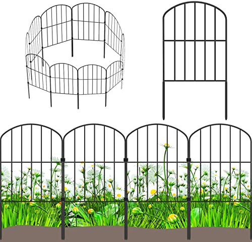 Gartenzaun 10 Stück Komplettset Dekorative Metallzaun Steckzaun, Oberbogen Gartenzaun Metall Zaunelemente, Zaun für Hunde (Oberbogen-B)
