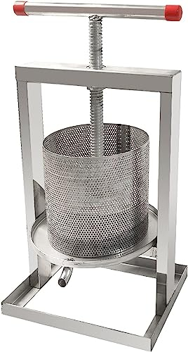 HACSYP Fruchtpresse Weinpresse, manuelle Honigpresse aus Edelstahl, Honigextraktor, Bienenwachsextraktor mit drehbarem Druckstab, Imkereiwerkzeug (Size : 8L)
