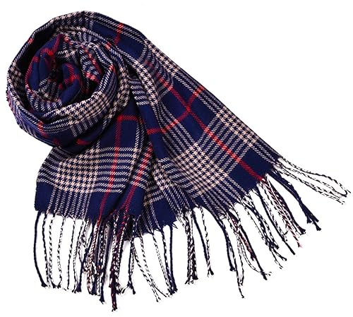 PUERHUACI Schal Damen Winter,Schal Kariert Herren Winter,35x190cm Karierter Schals mit Fransen,Warmes Weiche Mode