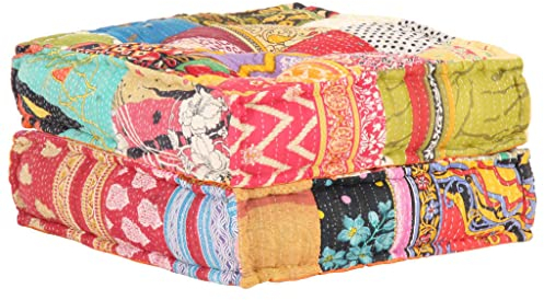 CIADAZ Pouf, Ottoman Puff, Sitzhocker, Sitzpouf, Sitzkissen Boden, Pouf Hocker, Sitzpuff, Couch Hocker, 60x70x36 cm Patchwork Stoff