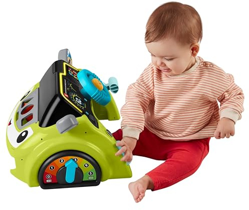 Fisher-Price Lernspielzeug für Babys und Kleinkinder Lernspaß Fahrspaß Lenker, Auto Spielcenter für Kinder ab 6 Monaten, mehrsprachige Version, HYR92
