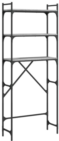 vidaXL Waschmaschinenregal, Waschmaschinenschrank mit viel Stauraum, Wasserbeständig Toilettenregal Verstellbare Beine, Standregal Badezimmer Regal Badmöbel, Grau Sonoma Holzwerkstoff