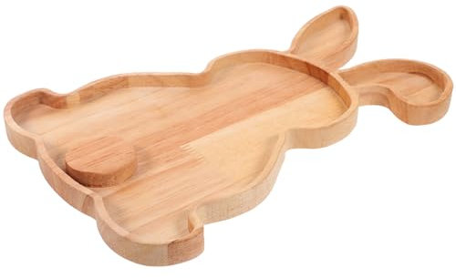 ABOOFAN Cute Bunny Shape Easter Tray Wooden Fruit Serving Dish Easter Bunny Plate Decor