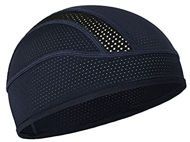 MELASA Cooling Mech Bonnet de vélo respirant avec doublure en forme de tête de mort Pour homme et femme Convient sous les casques, bleu foncé, taille unique